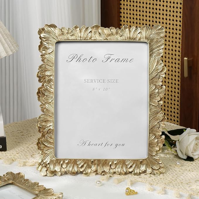 Cuspin 8x10 Picture Frame Vintage Gold Frames, Elegant Photo Frame - Image 7