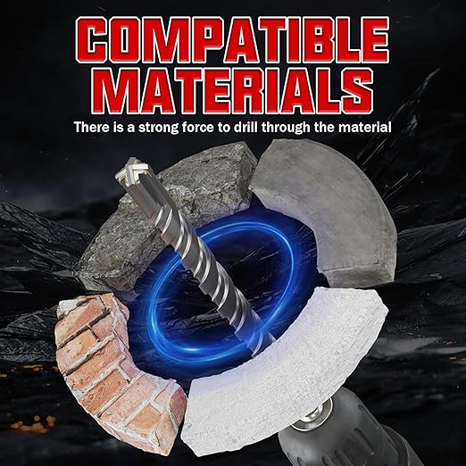 CSOOM SDS Plus Rotary Hammer Drill Bit 7/8"x12.2", Professional Concrete Drill Bit for Concrete, Brick, Stone and Cement Walls