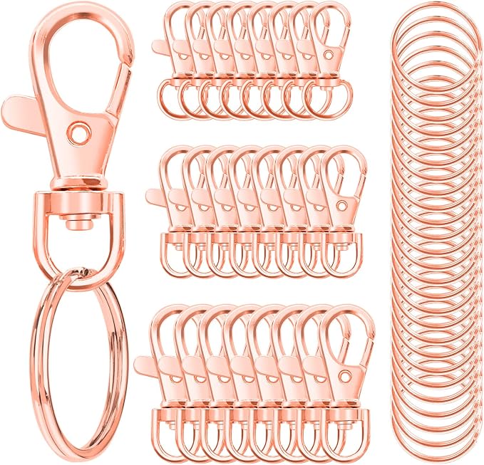 100PCS Swivel Snap Hooks with Key Rings, Premium Metal Swivel Lobster Claw by Sucrown