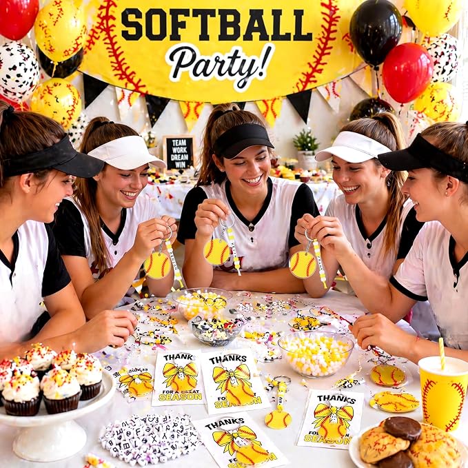 Suncalla 984 Pcs 24 Set Softball Keychain Making Kit DIY Ball Bag Tag Craft | - Image 2