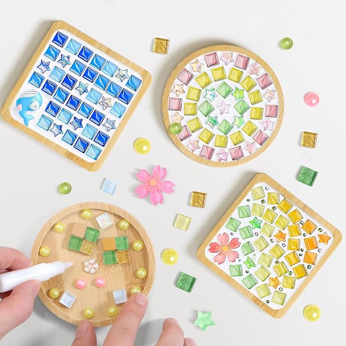 UXORSN 4 Sets DIY Mosaic Tiles for Crafts Mixed Color Mosaic Pieces - Image 6