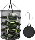 LUKETURE 4-Layer Herb Drying Rack Hanging Mesh Net,Windproof Drying Rack w/U-Zipper Design & Hook - Foldable & Collapsible for Plants, Herbs, Flowers, Fish, Clothes | Save Space | Natural Drying