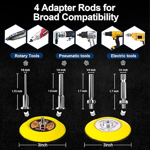 308 Pieces 3 Inch Sanding Discs, GOH DODD Wet Dry Sandpaper with Interface Pad and Backer Plate 1/4" 1/8" Shank, 60-10000 Grits Grinding Abrasive Sand Paper for Auto Metal Glass Resin Wood Sanding