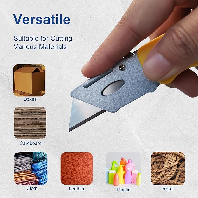 4-Pack Folding Utility Knife Box Cutter with Extra 20 Razor Blades, Elegant Razor Blade Knife Utility Knives Without Clip for Home Office, Box Opener for Cartons Boxes Cardboard Plastic
