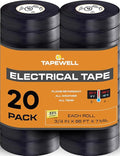 Black Electric Tape, Professional Grade 3/4 inch x 66ft, PVC Electrical Insulating Tape for All Weather, U/L Approved, Waterproof, Home Improvement Electrical Equipment, Pack of 20