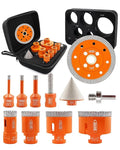 BGTEC Diamond Hole Saw Kit - 10PCS 6/8/10/25/35/50/65mm Drill Bits & 10mm Milling Finger Bit & 50mm Chamfering Bit & HEX & 100mm Tile Blade for Porcelain Tile Ceramic Granite Marble Stoneware