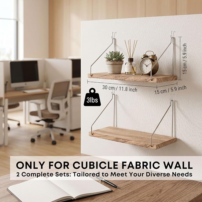 Fabric Wall Cubicle Shelf with Hooks - Image 5