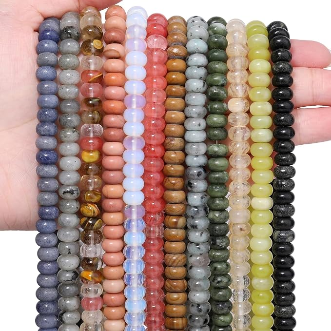 Songxi 5x8mm Natural Sesame Jasper Stone Rondelle Beads, Gemstone - Image 9