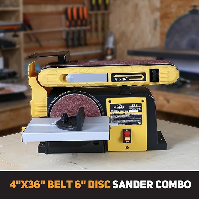 4.5-Amp Belt & Disc Sander Combo, 4x36 in. Belt & 6 in. Disc Sander with 3/4HP Motor, Upgraded Model