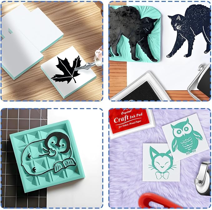 6pcs 2"x2" Rubber Carving Blocks, Linoleum Block Stamp Making Kit - Image 8
