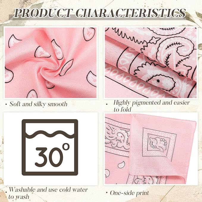 100 Pack Bandanas Unisex Paisley Bandanas Bulk Multi Purpose Cowboy Head Wrap - Image 4