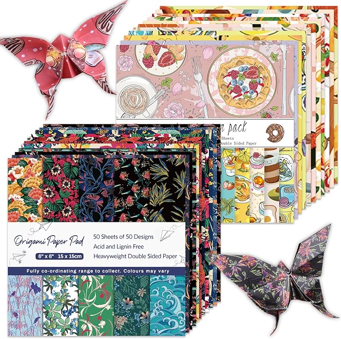 Origami Paper Kit 100 Sheets 70GSM 6 Inch Square Double Sided Color 100 Vivid by Bestartsuppliesforyou