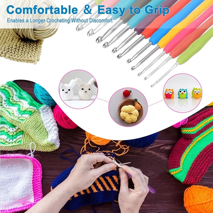 Vodiye 12 Sizes Crochet Hooks 2.0–8.0mm, Ergonomic Crochet Hook Set, Crochet - Image 3