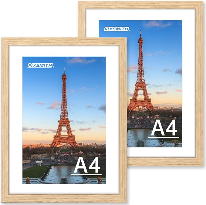 FIXSMITH A4 Picture Frame Set of 2, Natural Photo Frame by FIXSMITH