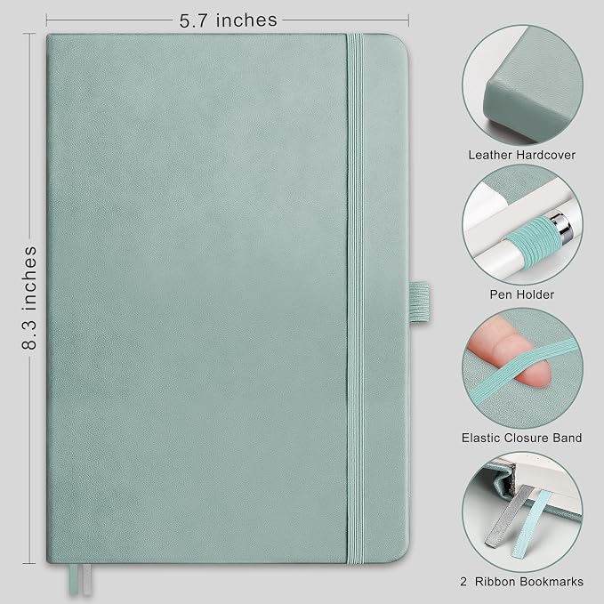 RETTACY Dotted Journal Notebook, 192 Pages, A5 Medium Size | Leather Hardcover - Image 2