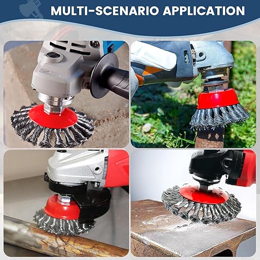 7pcs Wire Wheel for 4 1/2 Angle Grinder Wire Wheel Brush Cup Set with Threaded Arbor, Angle Grinder Wire Wheel for Rust, Corrosion, Paint Removal