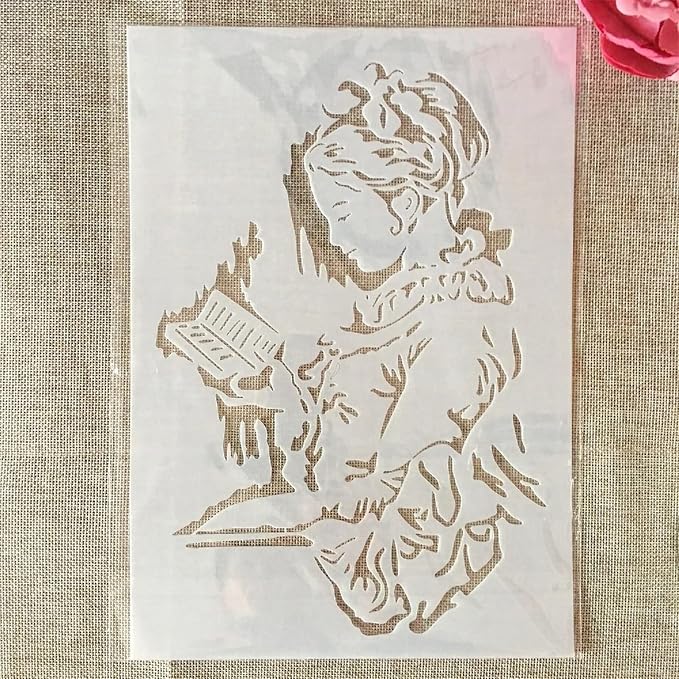 TIAMECH A4 Reusable Vintage Reading Girl Stencil - Image 3