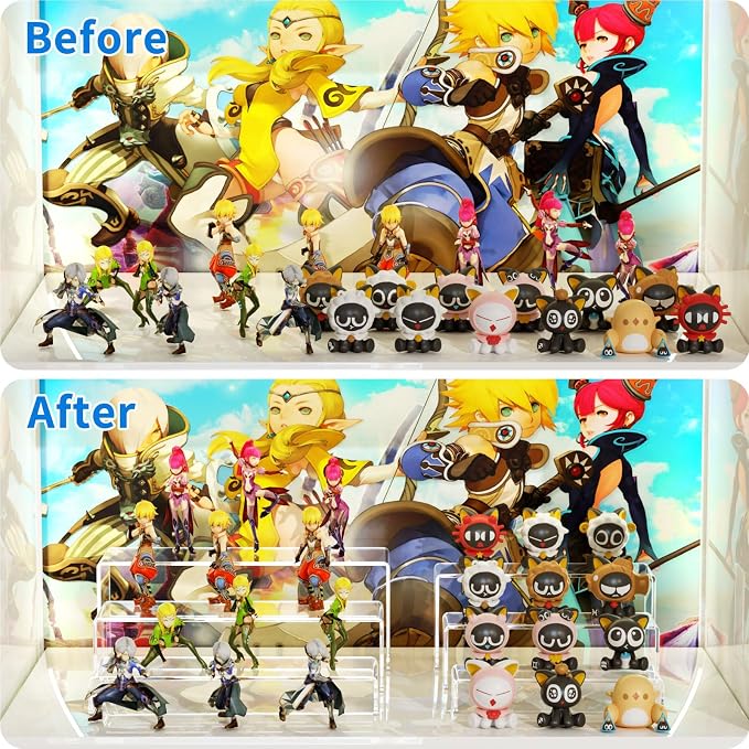 NIUBEE Acrylic Display Riser, 2 Set Clear Rectangular Stands - Image 5