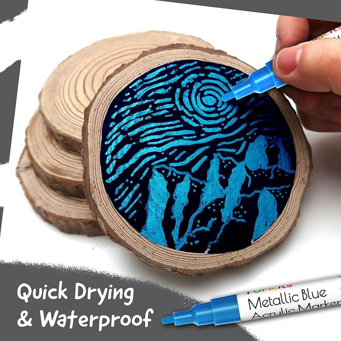 5 Metallic Acrylic Blue Paint Pen - Image 4