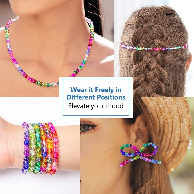 XSEINO About 144 Colors 1200PCS 6mm Glass Beads Bracelet Making Set, 6 Styles - Image 6