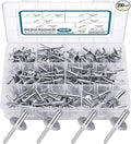 200PCS Pop Rivets Assortment Kit, Large Flange Aluminum Rivets(1/8" 3/16" 1/4") Assorted Blind Rivets with Case