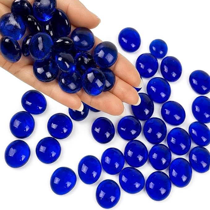ARSUK 2LB Blue Flat Glass Marbles, Beads - Image 9