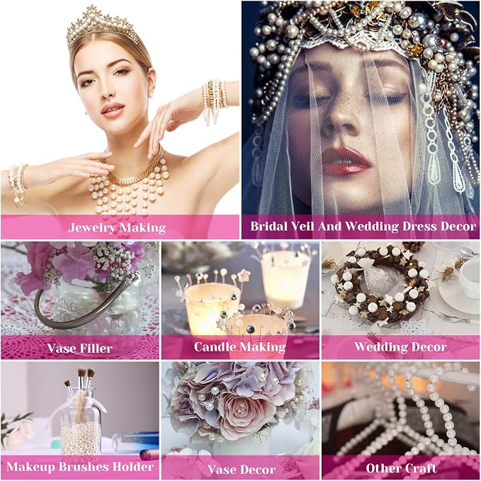 Pearl Beads, Anezus 800pcs Ivory Pearl Craft Beads Loose Pearls - Image 6