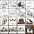 15Pcs Mountains and Animals Stencils by Unknown