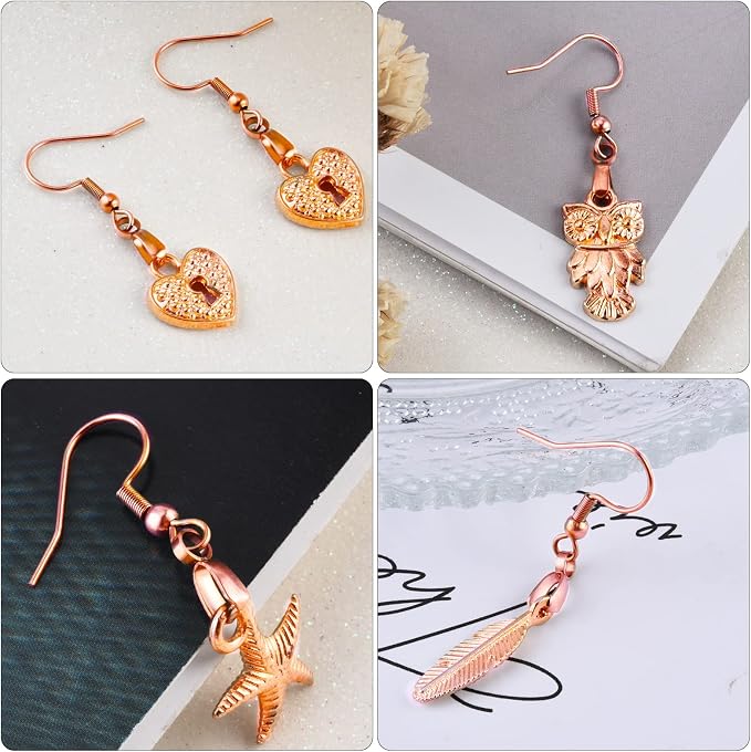 Earring Hooks 50PCS/25Pairs, Stainless Steel Rose Gold Ear Wires Fish Hooks - Image 6