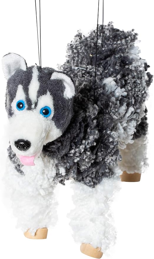 Artisan Owl Siberian Husky Marionette Puppet - Image 2