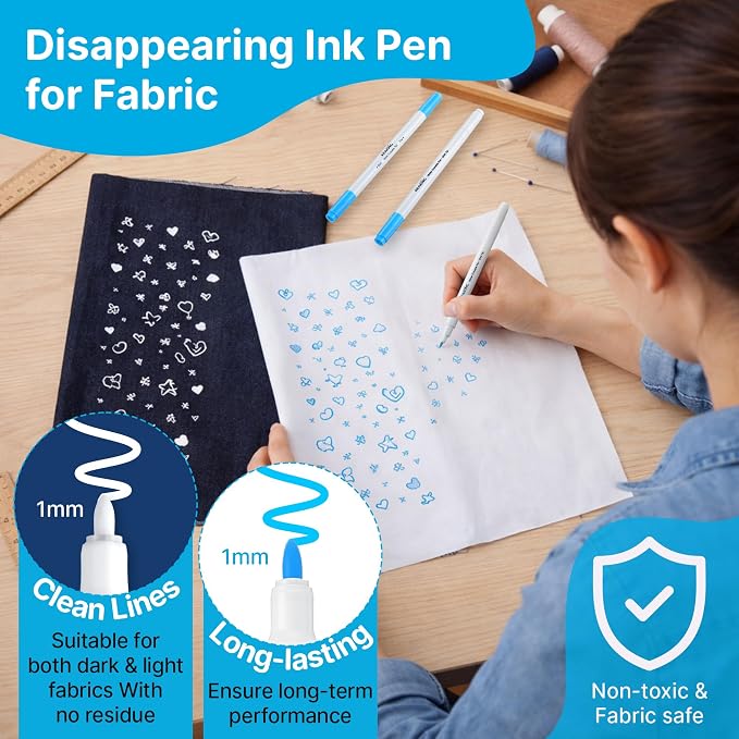 Avenuebool Fabric Markers for Sewing, Water Soluble Fabric Marker, Disappearing - Image 5