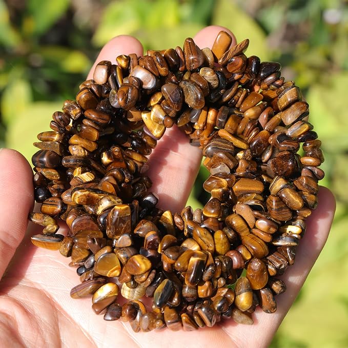 200 Pcs Crystal Chip Beads for Jewelry Making 5-8mm Tiger Eye | Natural Chip - Image 2