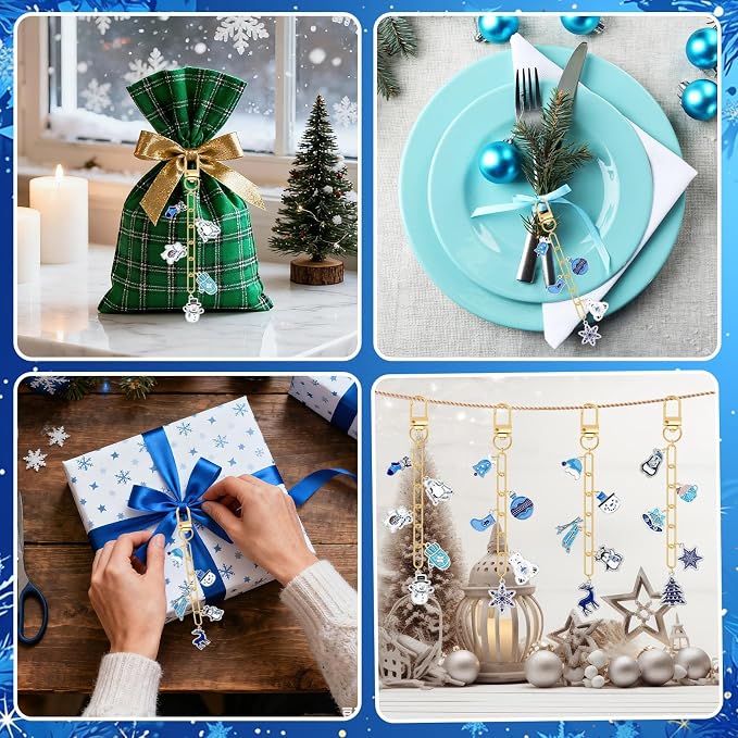 AUGSUN 189Pcs Christmas Winter Keychain Making Kit Holiday Keychain Craft | - Image 6