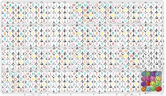 YMSDZHL Alphabet Beads A-Z 1400Pcs Letter Beads, Acrylic 4x7mm Round Letter by YMSDZHL