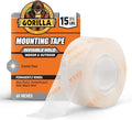 Gorilla Invisible Hold Mounting Tape, Holds up to 15 lbs, Permanent Bond by Gorilla