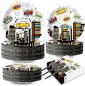 200pcs Super Party Plates Napkins Forks Hero Theme Party Tableware Set Hero by Naozinebi
