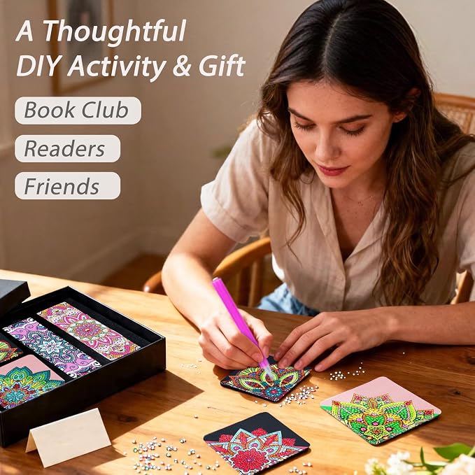 8 PC Diamond Art Bookmarks Kit for Adult Crafts Kit Gifts for Women Mandala | - Image 2