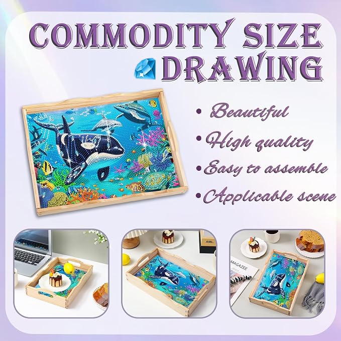 EWJRNSF Diamond Art Kits for Adults Wooden Serving Trays - Image 3