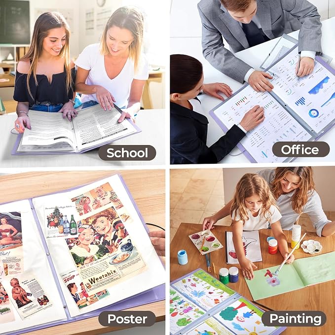 JoyCat 12 x 18 Art Portfolio Binder, 40 Acid-Free Clear Pockets Art Folder - Image 7