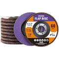 10 Pack Ceramic Flap Discs 4 1/2 for Angle Grinder, 60 Grit 7/8” Arbor Flap Wheels for Rust Removal, Sanding and Finishing,T29