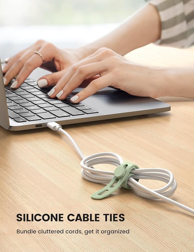 Lamicall 30Pack Silicone Cable Ties Cord Organizer, Home Decor Organizer Ties - Image 2