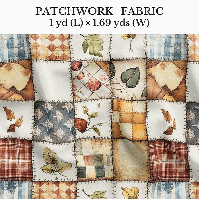 Patchwork Cotton Fabric Panel 61 x 36.6 Inches, Autumn Leaves Quilt Style - Image 2