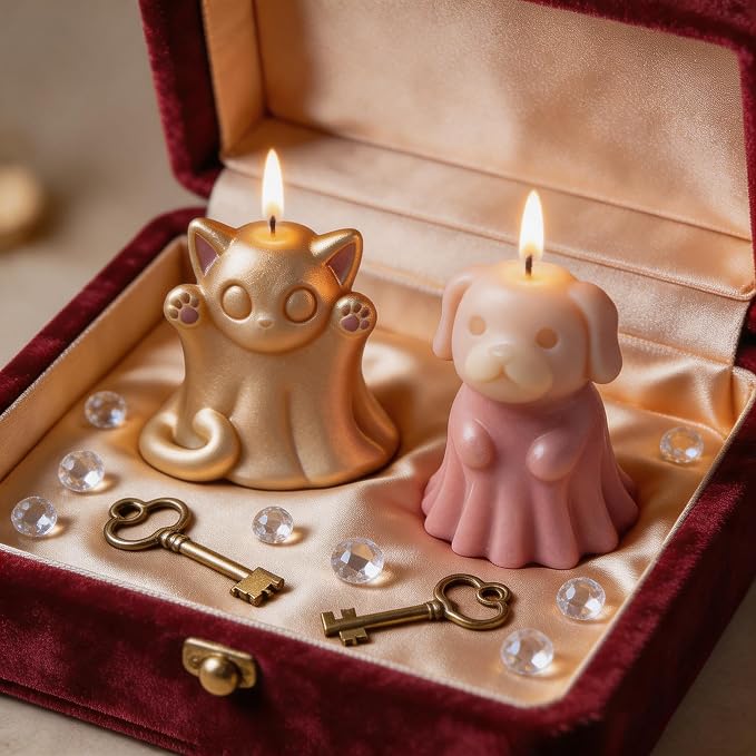 2 Pack Ghost Cat & Dog Candle Mold, 3D Silicone Resin Casting Mold Set | - Image 6
