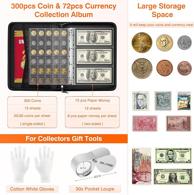 Coin Collection Book with Lock, Fireproof Holders - Image 3