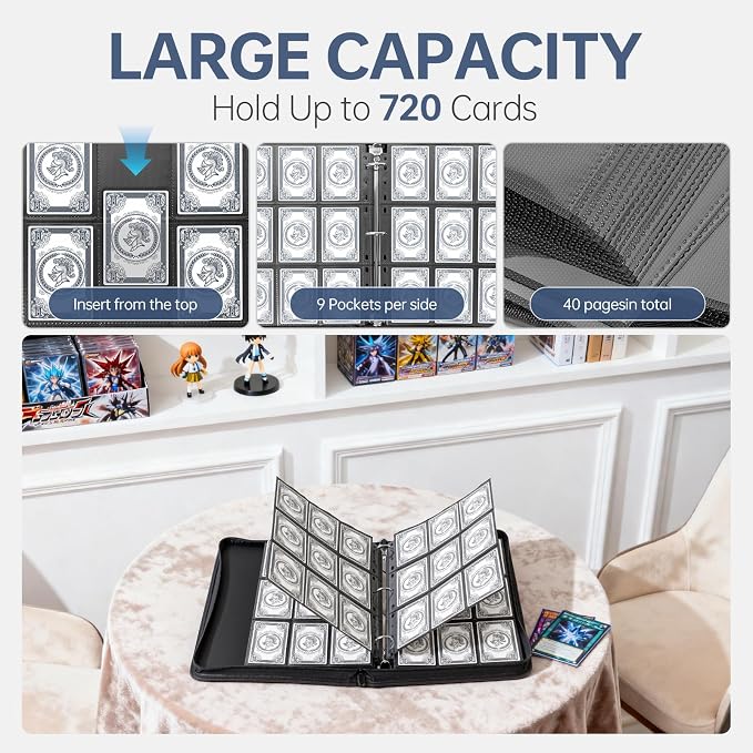9 Pocket Card Binder, 720 Double Sided Pocket PU Card Binder, Matte Finish - Image 3