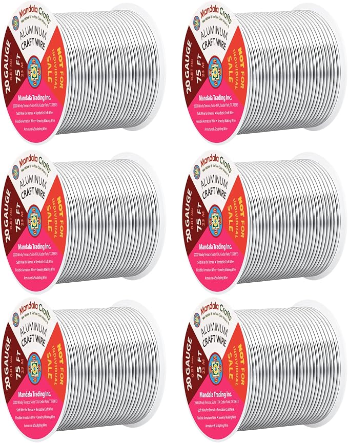 Mandala Crafts 20 Gauge Silver Tone Combo Anodized Aluminum Craft Wire | 450 FT by MandalaCrafts