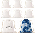 7 PCS 100% Cotton Tie Dye Drawstring Bags Bulk, 14 x 16 Inch White Blank by WelcometoARKBAODAN