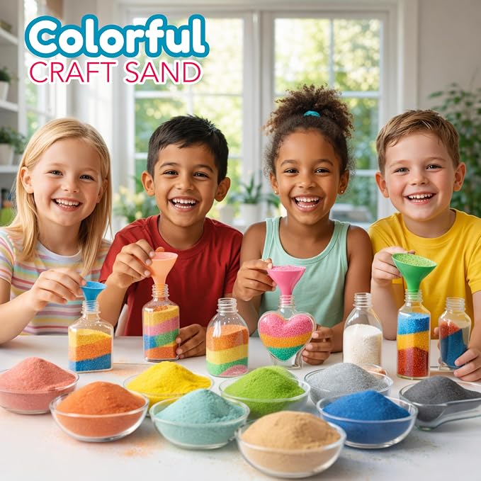 4E's Novelty 12 Lbs Colored Craft Sand -15 Colors, 0.8 lb Bags, Non-Toxic Fine - Image 7