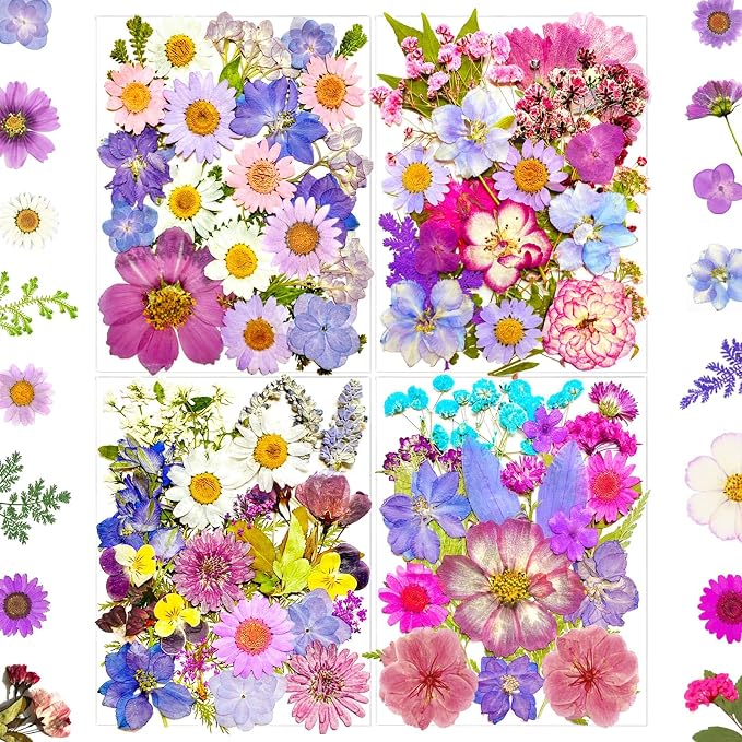 MIKIYA 91Pcs Purple Pressed Dried Flowers by MIKIYA