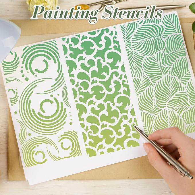 Texture Stencils for Crafts Reusable 16Pcs Stencils | DIY Art Painting Stencil - Image 6